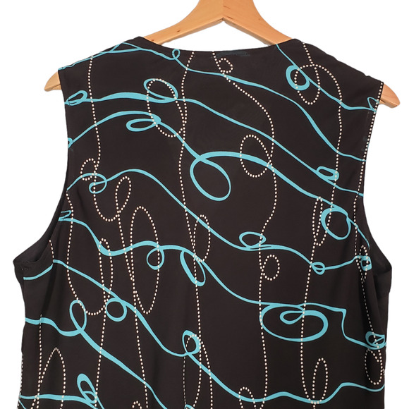 Fashion Bug Top Womens 18/20W Black Y2k Sleeveless Sheer Faux Wrap Bow Flowy - Picture 10 of 16